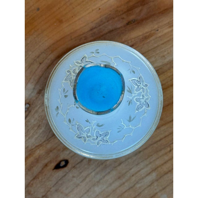 19th Century French Blue Opaline Dresser Jar With Tulip Finial For Sale - Image 4 of 8