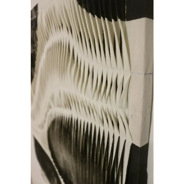 Charcoal and White Textured Board with Pleated Wave Effect For Sale - Image 3 of 13