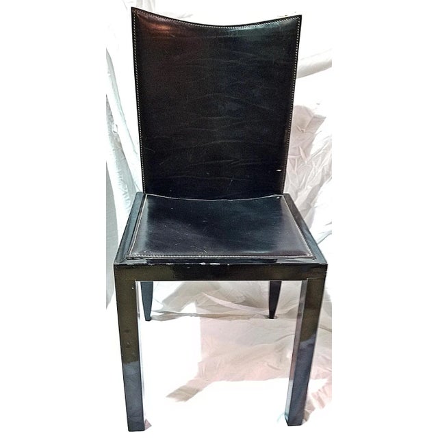 Black 1970s Italian Modern Leather Desk Side Chair For Sale - Image 8 of 9