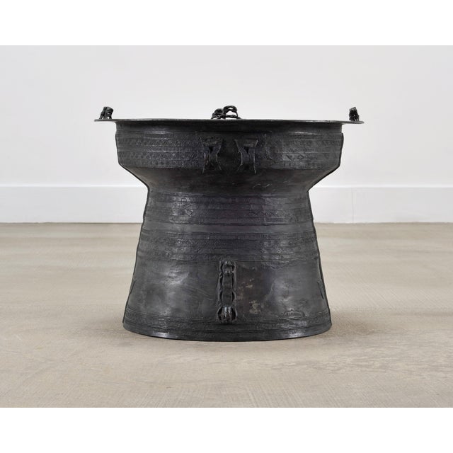 Mid 20th Century Southeast Asian Bronze Frog Rain Drum or Drinks Table For Sale - Image 5 of 18