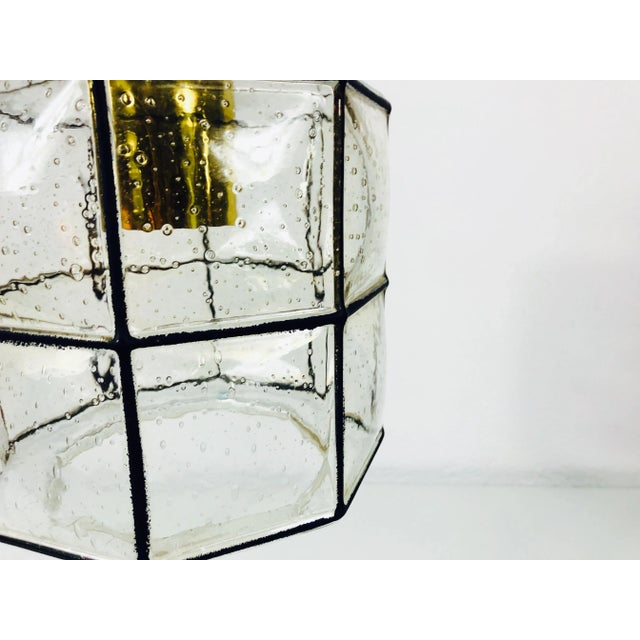 Transparent 1960s Mid-Century Iron and Bubble Glass Pendant Lamp by Glashütte Limburg For Sale - Image 8 of 11