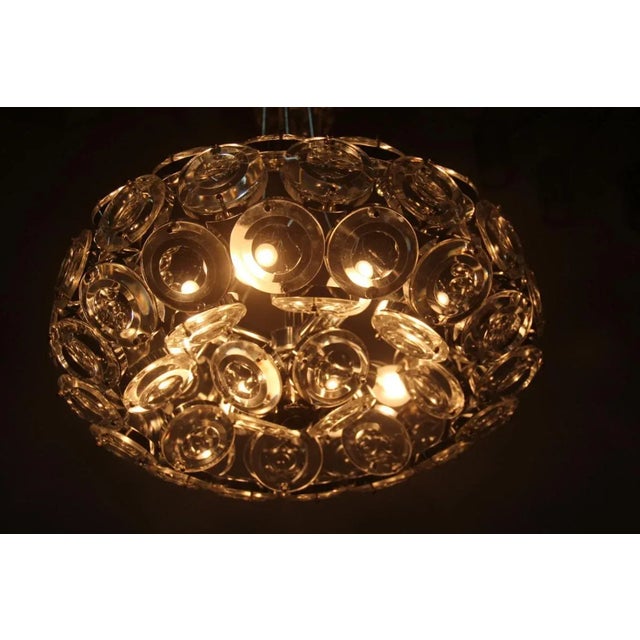 Vintage Italian Steel & Glass Chandelier, 1970s For Sale - Image 3 of 11