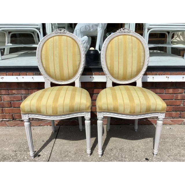 Classic French Louis XVI Side Chairs - a Pair For Sale - Image 4 of 11