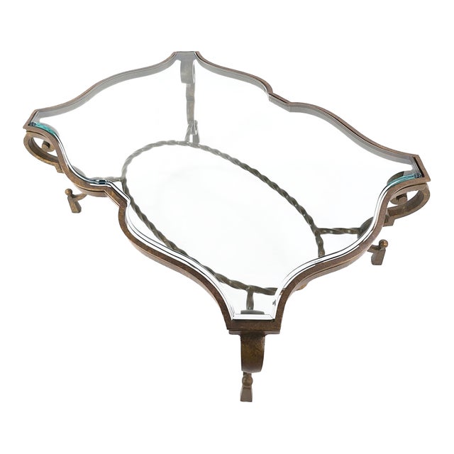 1940s French Art Deco Coffee Table in the Style of Gilbert Poillerat For Sale