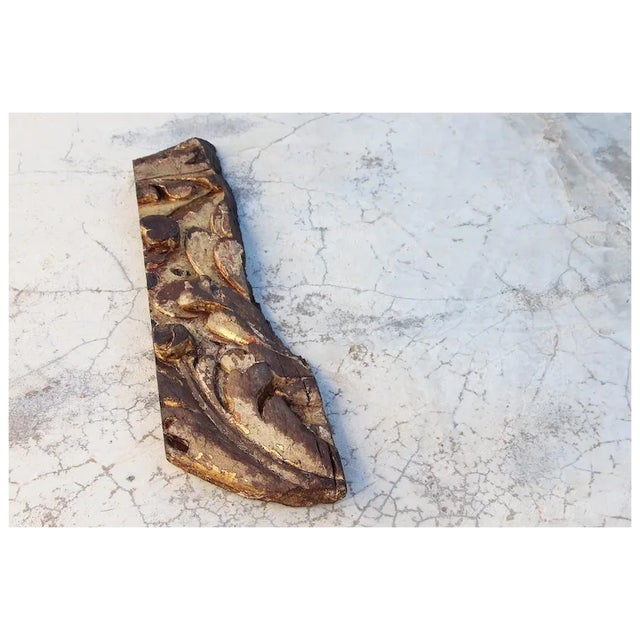 Gold Antique Overdoor 18th Century, Carved and Gold Leaf Portuguese Baroque Fragment For Sale - Image 8 of 9