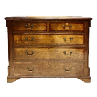 19th Century English Georgian Tiger Oak and Mahogany Banded Bachelor’s Chest For Sale