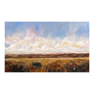 Wind in Our Hair - Original Large Atmospheric Rural Landscape Acrylic and Graphite Painting by Jodi Miller For Sale