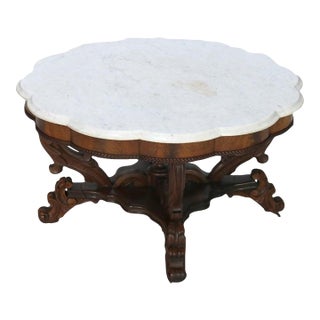 Antique Berkey and Gay School Victorian Carved Mahogany & Rosewood Table C1880 For Sale