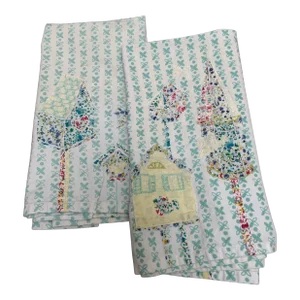 Pair of Vintage Anthropologie Embroidered Tea Towels Dish Towels-Set of Two