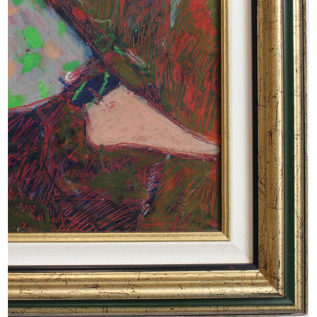 Michel Sarazin, Portrait of a Pensive Woman, 2000s, Oil Pastel on Board, Framed For Sale - Image 14 of 18