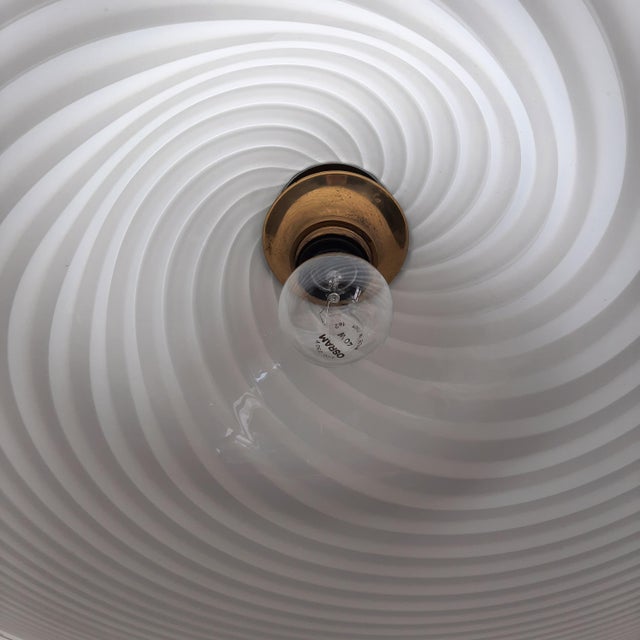 Modern White Swirl Spiral Murano Glass Pendant, 1960s For Sale - Image 12 of 15