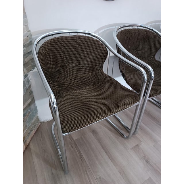 Silver Cantilever Chairs attributed to Gastone Rinaldi for Rima, 1970s, Set of 4 For Sale - Image 8 of 14