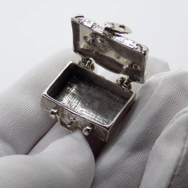 Silver Vintage Italian Handmade Silver Luggage Box, Italy, 1970s For Sale - Image 8 of 14