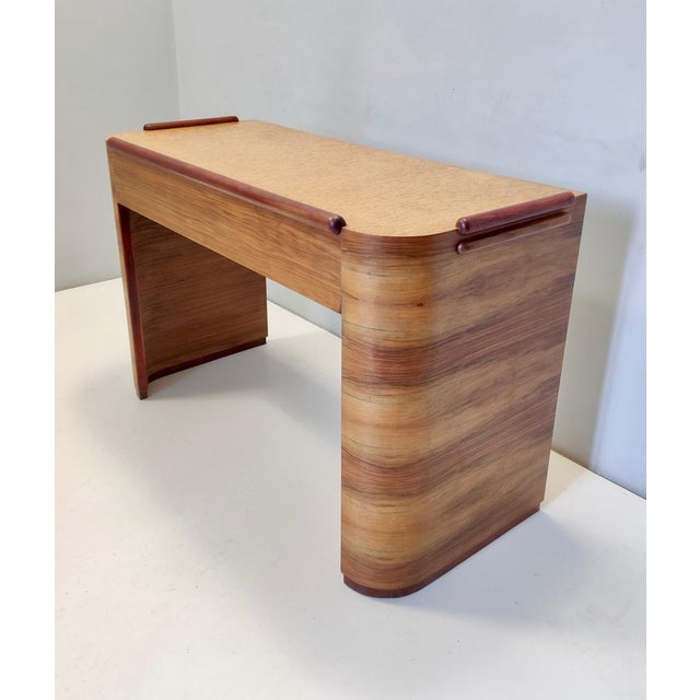Brown Art Deco Italian Birch and Beech Writing Desk, 1940s For Sale - Image 8 of 17