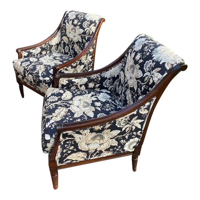 A Pair of Sculptural Mahogany Botanical Floral Armchairs For Sale
