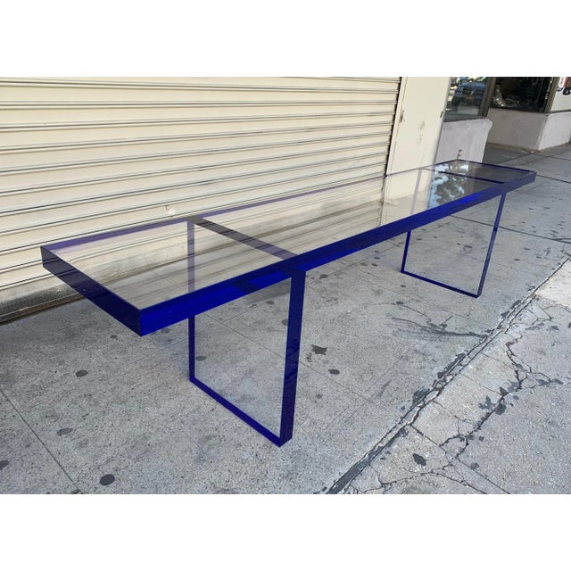 Plastic Early 21st Century Amparo Calderon Tapia Custom Deep Blue & Clear Lucite Bench For Sale - Image 7 of 12