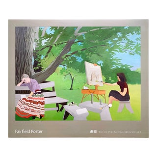 Fairfield Porter Vintage 1990's American Realist Lithograph Print Museum Poster " Nyack " 1966 For Sale