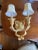 Champagne Pair of Contemporary Crystal and Wrought Iron Hand Painted Sconces With Shades For Sale - Image 8 of 11