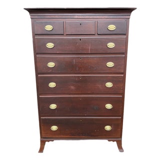 Antique Central Pennsylvania Cherry Hepplewhite Tall Chest, Circa 1810s–1820s For Sale
