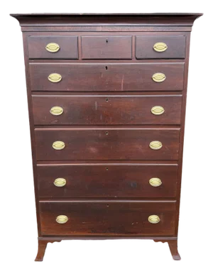 Antique Central Pennsylvania Cherry Hepplewhite Tall Chest, Circa 1810s–1820s