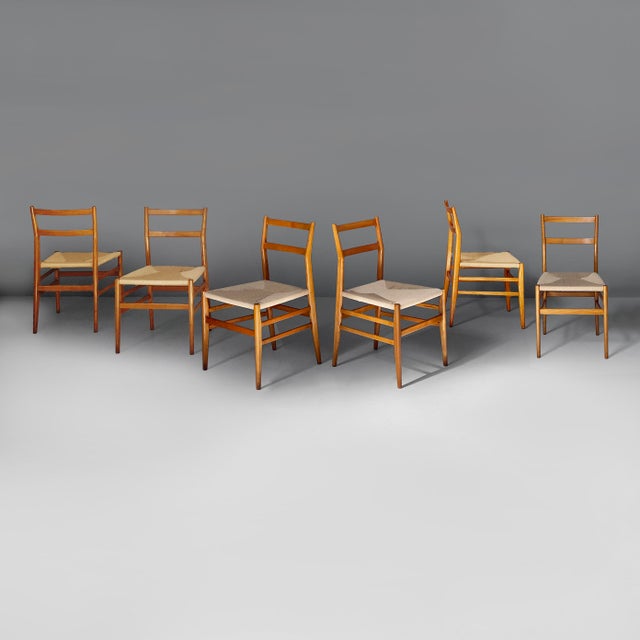 Mid-Century Modern Italian Straw and Wood Leggera Chairs by Gio Ponti for Cassina, 1960s, Set of 6 For Sale - Image 16 of 16