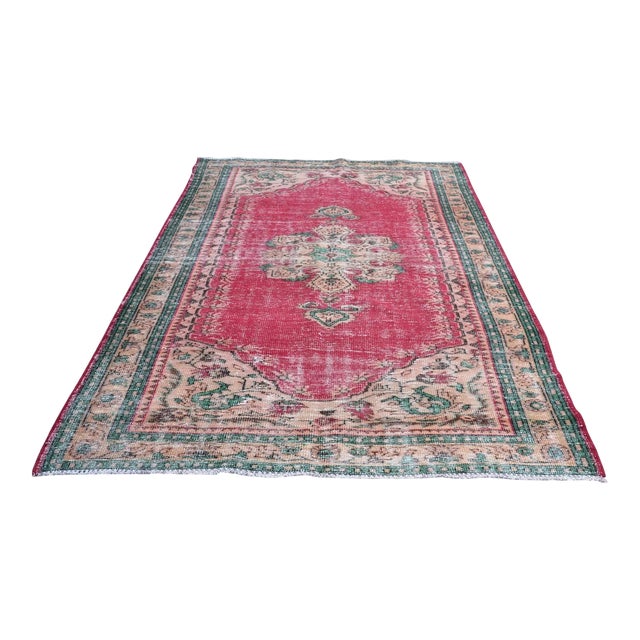 Geometric Oushak Area Rug, 1960s For Sale