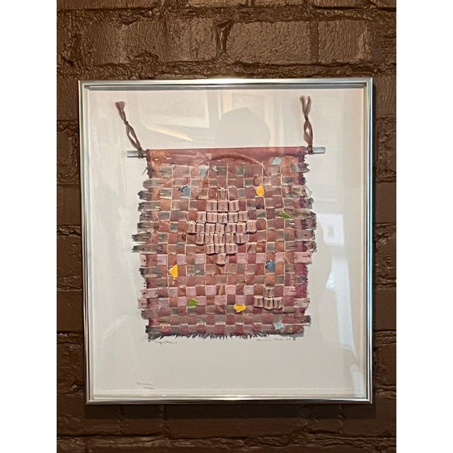 Frances Shifflette Hicks 1988 Woven Painting Capistrano 3d Shadowbox Art For Sale - Image 11 of 11