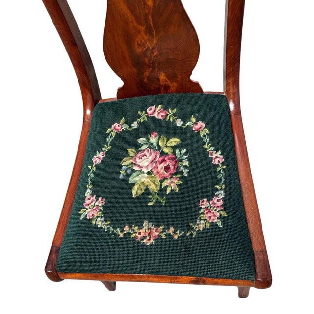 1940s Flame Mahogany Empire Side Chair With Needlepoint Seat For Sale - Image 16 of 16