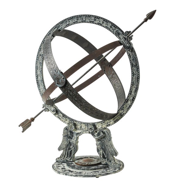 Vintage Mixed Metal Armillary Sphere Garden Decor Sundial Made in Usa For Sale