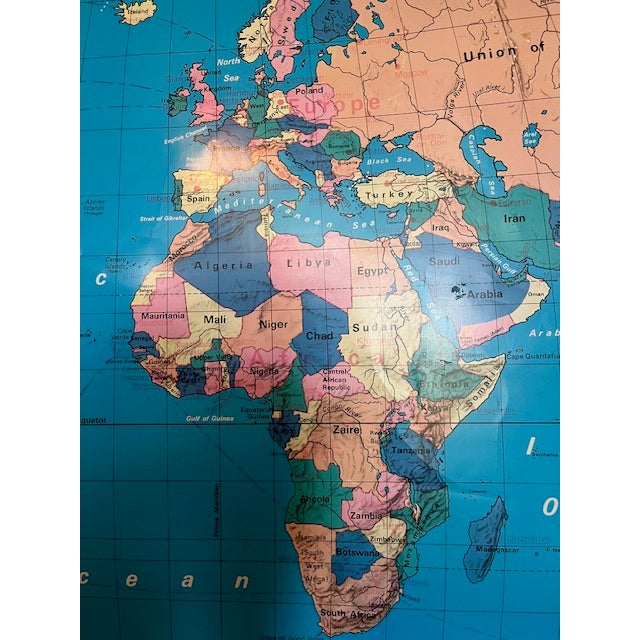 World Map Vintage School Pull-Down by Nystrom 1950s For Sale - Image 9 of 11