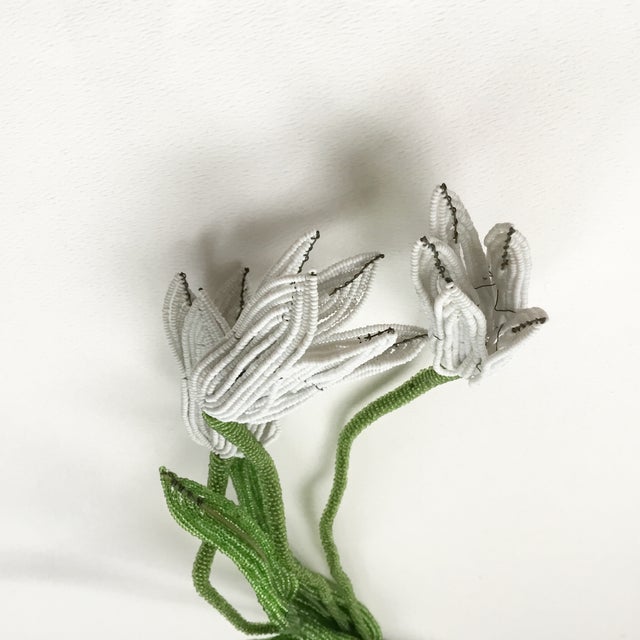 Vintage Seed Beaded White Tulip Flower Floral Arrangement Bouquet For Sale - Image 4 of 5