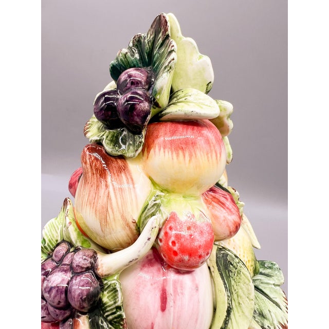 Vintage Italian-Attributed Ceramic Fruit Topiary on Pedestal – Tuscan / Hollywood Regency / Cottagecore For Sale - Image 13 of 14