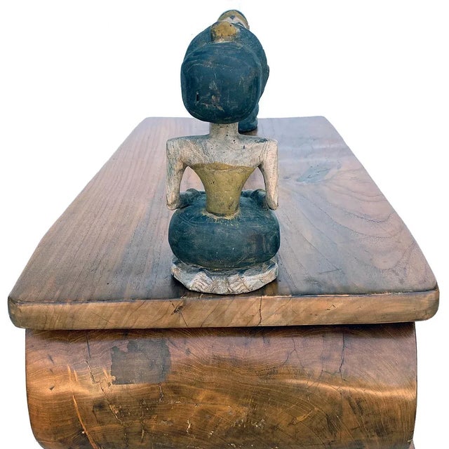 Indonesian Folk Art Painted Teak Figural Wheeled Cart Chairish