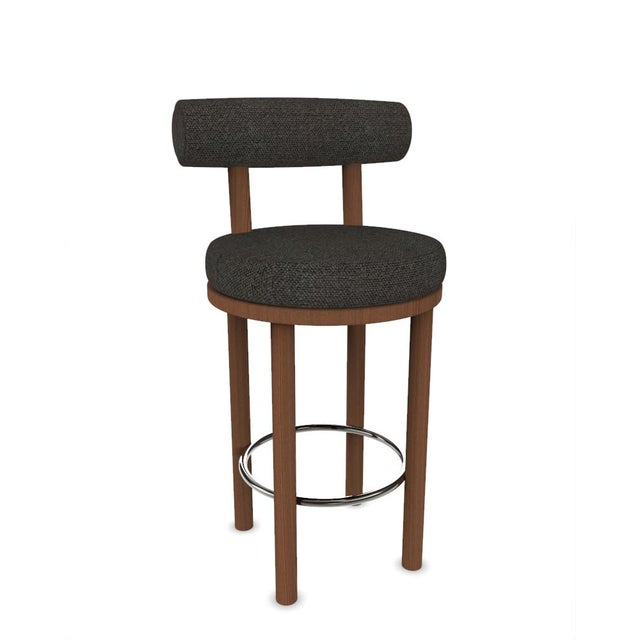 Contemporary Collector Modern Moca Bar Chair in Safire 2 Fabric and Smoked Oak by Studio Rig For Sale - Image 3 of 7