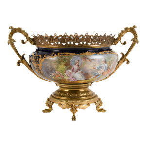 Antique French Sèvres-Style Hand-Painted and Ormolu Centerpiece