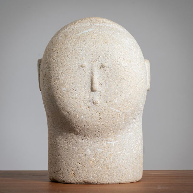 Modernist sandstone bust sculpture of a male Artist unknown. The sculpture is beautiful from all sides and radiates...
