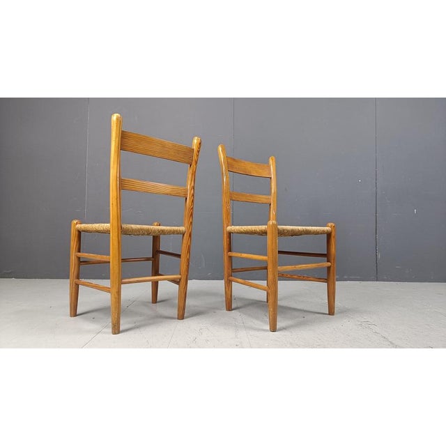 Mid-Century Oak and Wicker Dining Chairs, 1970s, Set of 4 For Sale - Image 12 of 13