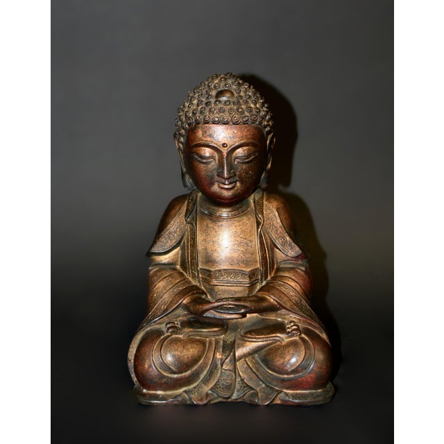 Metal Bronze Cold Painted Baby Buddha Tang Style For Sale - Image 7 of 18