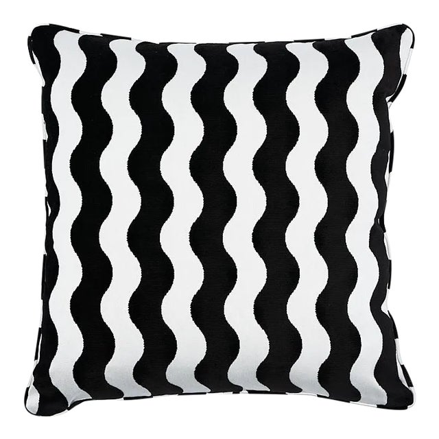 Schumacher The Wave 24" Pillow in Black For Sale