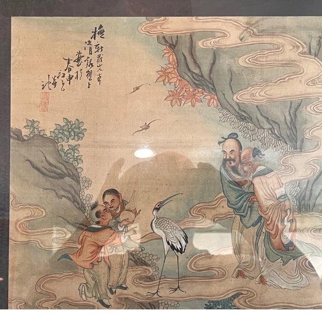 Fine antique Chinese ink and color painting on silk, dating from the late Qing to early Republic period (c. 1890s–1930s)....