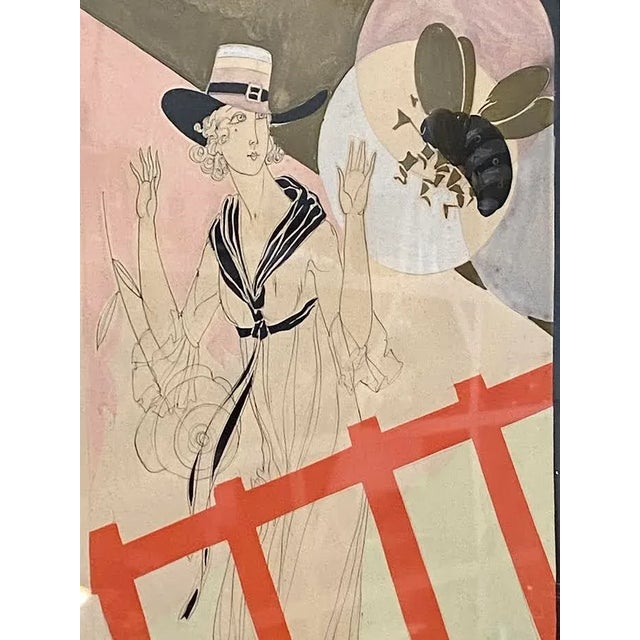 Charles Martin (1884-1934), French modernist illustrator The girl with bee Stencil, gouache, ink and pencil Signed,...