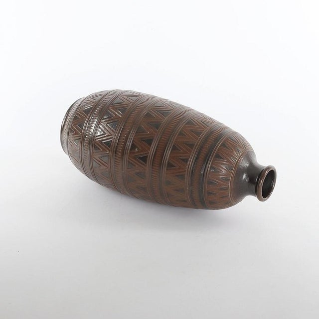 Scandinavian Modern Brown Stoneware Floor Vase by Arthur Andersson for Wallåkra For Sale - Image 4 of 15