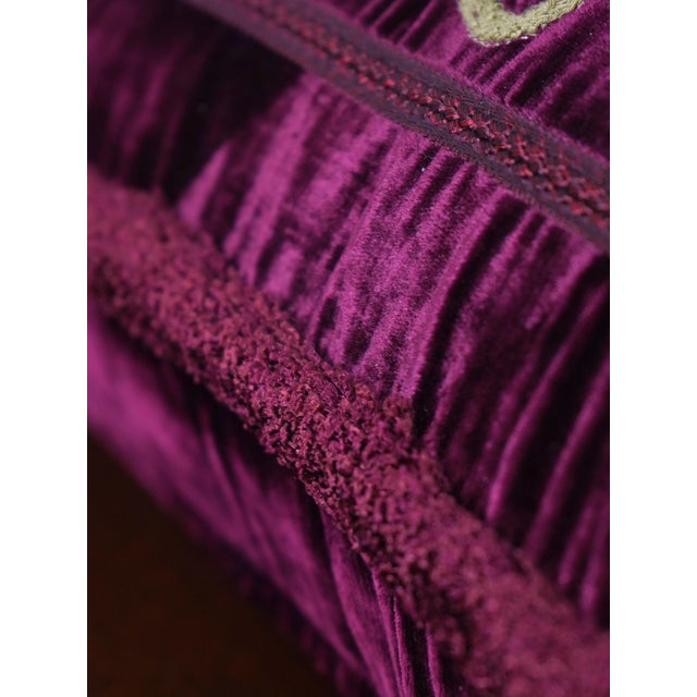 Purple Set of 3 Crewelwork on Velvet Down Accent Pillows For Sale - Image 8 of 11