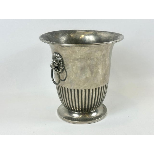 Art Deco Silver Plated Wine Cooler with Lions Heads, 1930s For Sale - Image 9 of 9