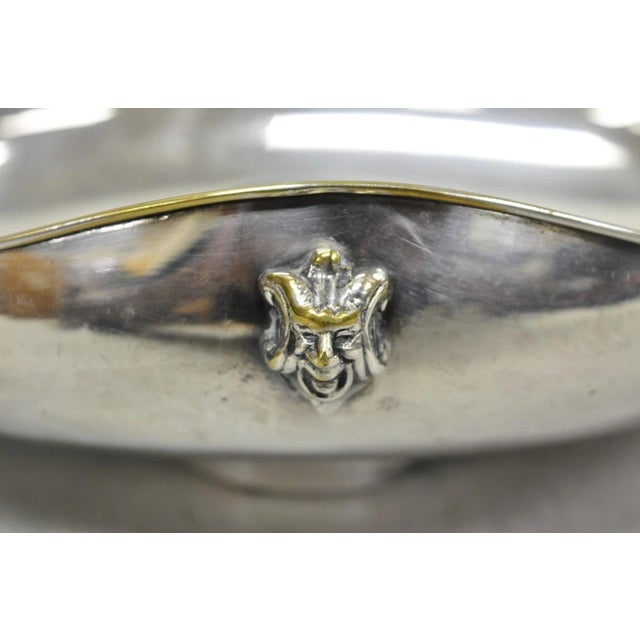 Vintage Regency Style Italian Arg 1000 Silver Plated Compote Fruit Bowl W/ Faces For Sale - Image 4 of 18