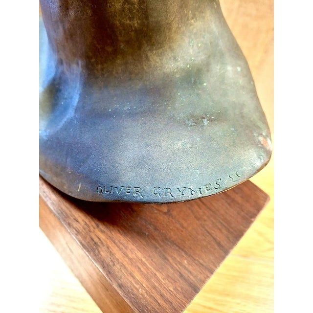 Early 20th-Century Female Bronze Bust on Stand by Oliver Grymes For Sale - Image 11 of 16