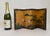 Vintage miniature six-panel tabletop screen depicting two red-crowned cranes among pine trees, irises, rocks, and distant...