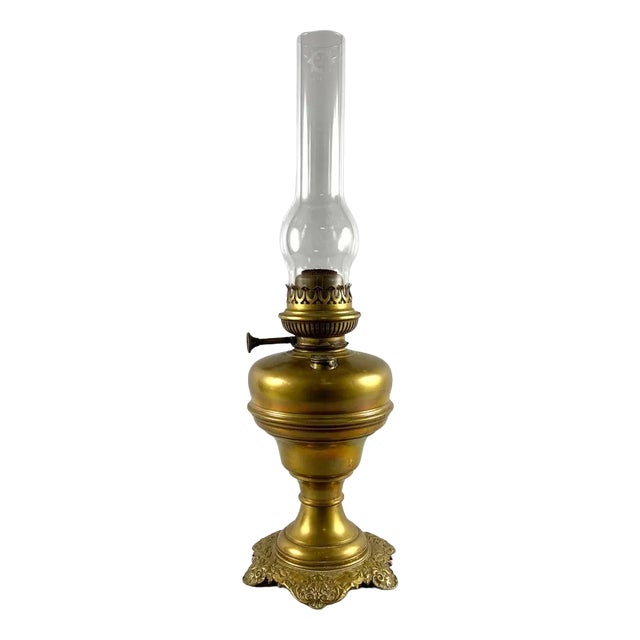 Vintage Oil Table Lamp in Brass from Lempereur & Bernard, Belgium For Sale