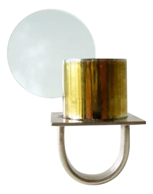 Heidi Abrahamson Sterling Silver Brass Acrylic Disc Ring