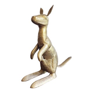 Vintage Large Indian Brass Kangaroo Statue For Sale